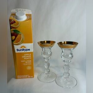Set of 2 Mikasa gold rimmed candle holders